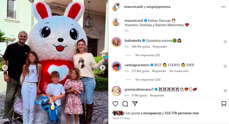 La China Suárez y Mauro Icardi mostraron su celebración de Pascuas en familia (Foto: Intagram @sangrejaponesa)
