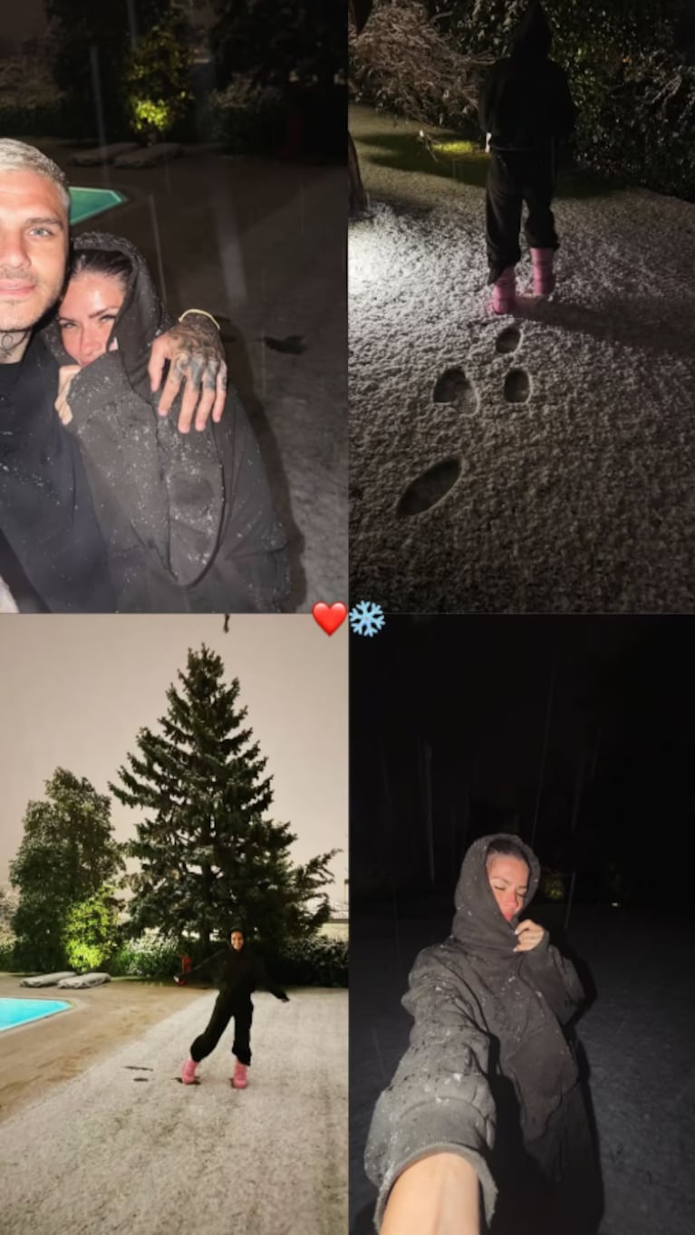 La China Suárez y Mauro Icardi regresaron a Turquía y la nieve fue la primera en recibirlos | Créditos: Instagram @mauroicardi @sangrejaponesa