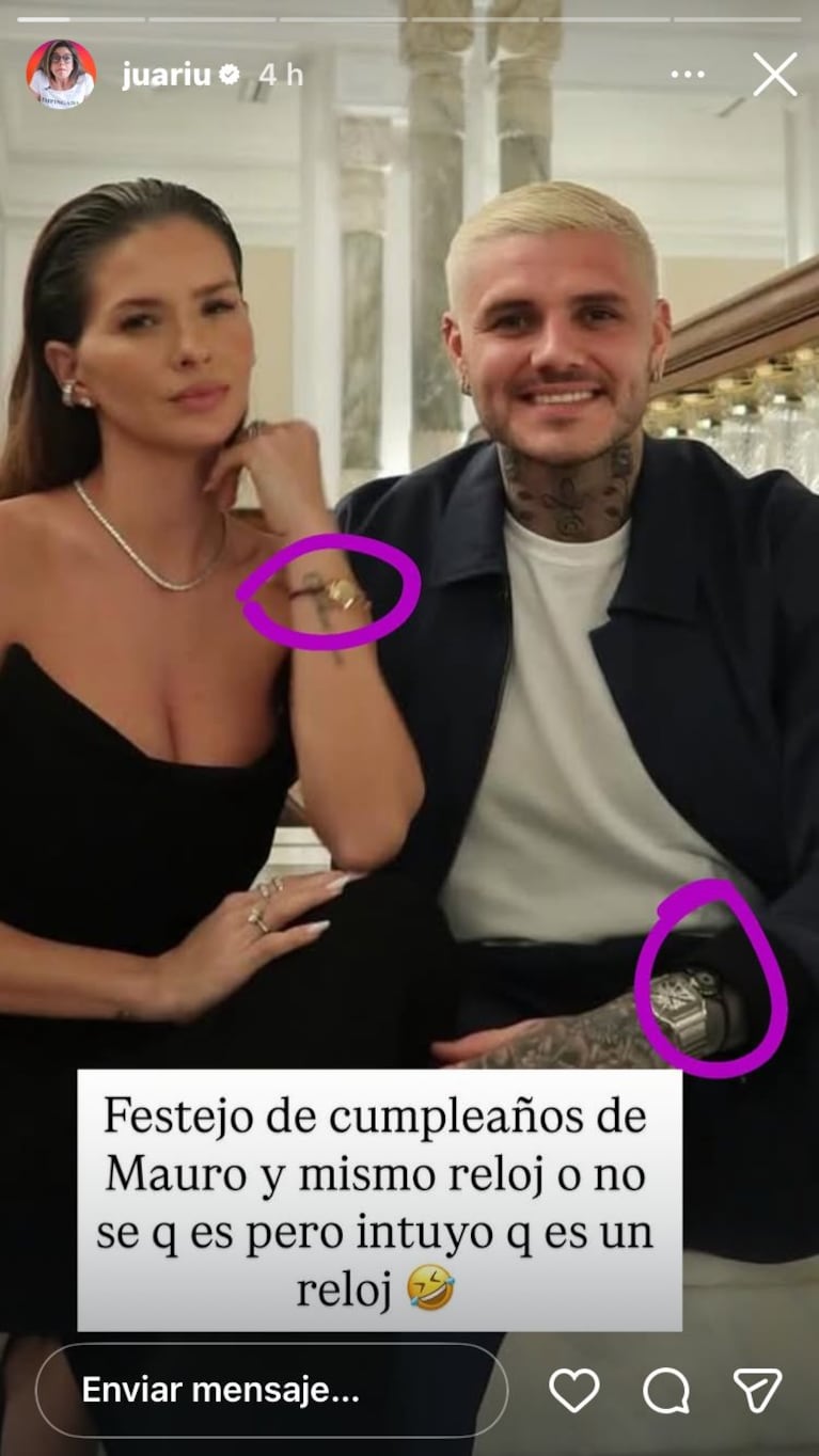 La China Suárez y Mauro Icardi tienen las pulseras de la distancia (Foto: captura de Instagram/@juariu).