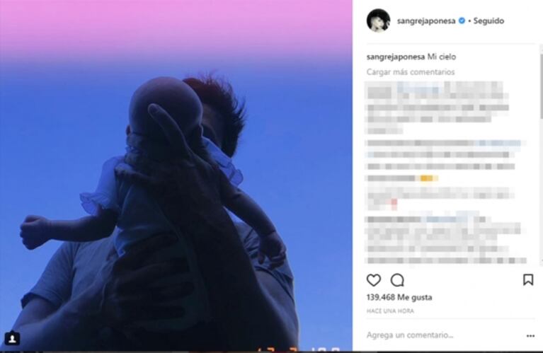 La China Suárez y una foto súper tierna de Benjamín Vicuña con la pequeña Magnolia a upa: "Mi cielo"