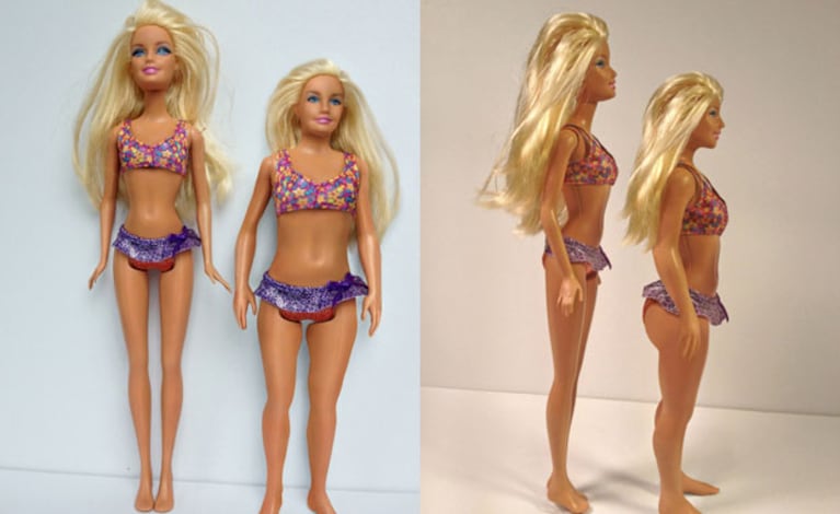 La clásica Barbie, junto a la "Barbie real" creada por Lamm (Foto: The Huffington Post). 