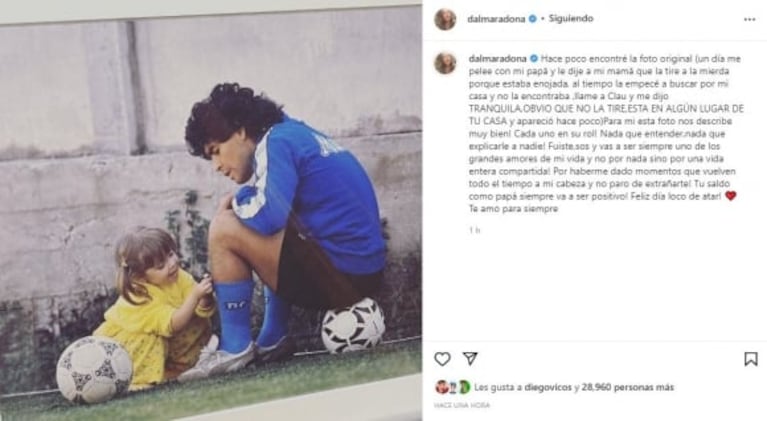 La conmovedora anécdota de Dalma Maradona detrás de su foto con Diego: "Le dije a mi mamá que la tire porque estaba enojada"