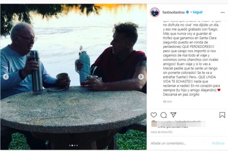 La conmovedora carta de Alejandro Fantino por la muerte de su padre, Jorge: "¡Qué linda vida te echaste!"