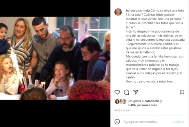 La conmovedora despedida de Carmela Barbaro a Gerardo Rozín: "Ya me estás faltando" 