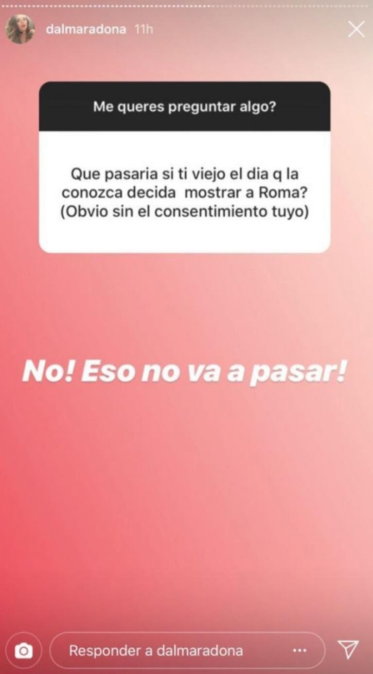 La contundente reacción de Dalma Maradona, ante la posibilidad de que Diego muestra a Roma sin su permiso
