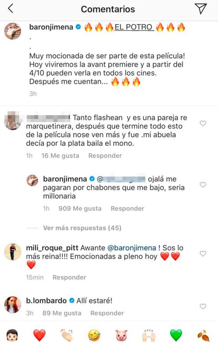 La contundente respuesta de Jimena Barón a la picante crítica de una seguidora: "Ojalá me pagaran por..."