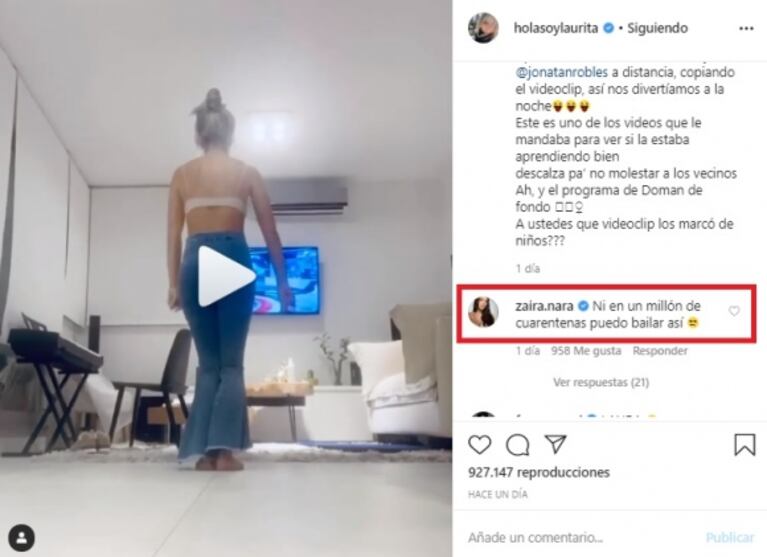 La coreo súper sexy de Laurita Fernández en corpiño y el piropo de Zaira Nara: "Ni en un millón de cuarentenas puedo bailar así"