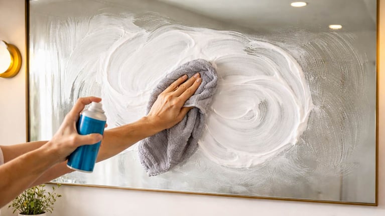 La crema de afeitar ayuda a que el espejo del baño no se empañe. Foto: IA