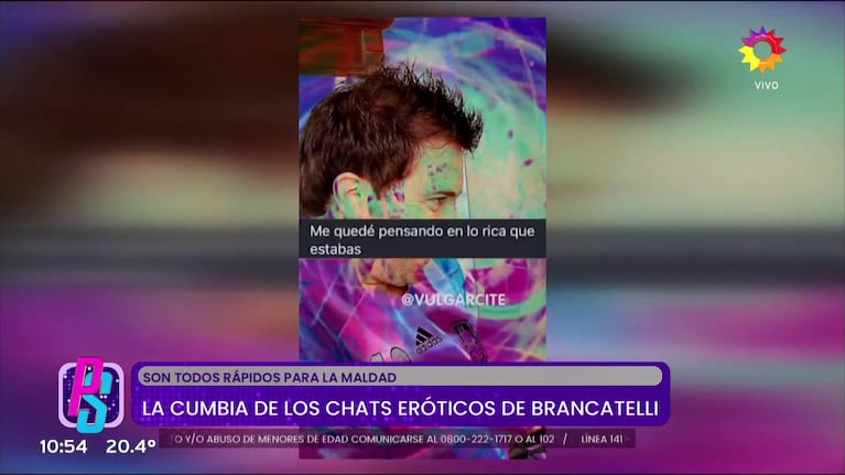 La cumbia de los supuestos chats de Diego Brancatelli con Luciana Elbusto (Foto: captura de Puro Show).