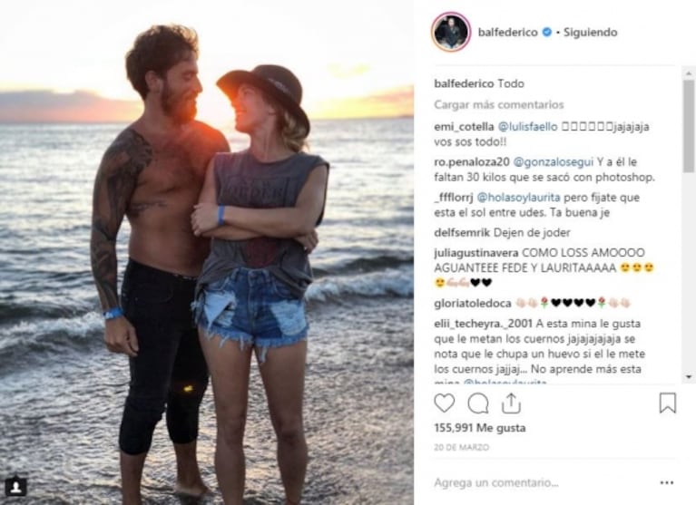 La decisión 2.0 de Fede Bal y Laurita Fernández, separados hace ya cinco meses: no borraron sus fotos juntos
