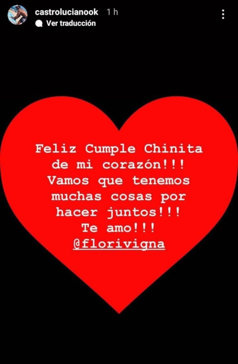 La declaración de amor de Luciano Castro a Flor Vigna en el día de su cumpleaños: "Tenemos muchas cosas por hacer juntos"