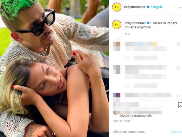 La declaración de amor de Ricky Montaner a Stefi Roitman que hizo estallar los 'likes': "Seis meses de cabeza por esta argentina"