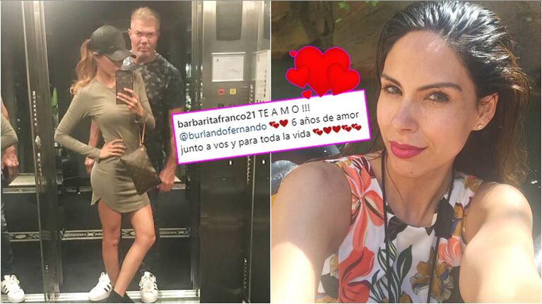 La declaración de Barby Franco a Burlando en su aniversario de novios (Fotos: Instagram) 