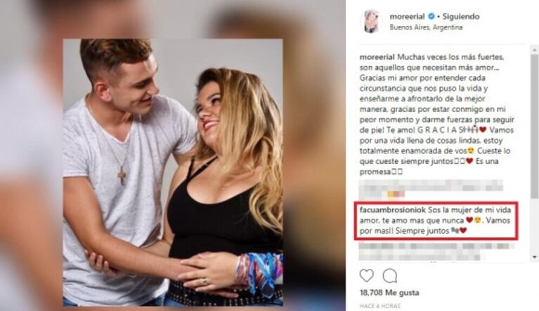 La dedicatoria de amor de Morena Rial, tras reconciliarse con Facundo Ambrosioni: "Vamos por una vida llena de cosas lindas"