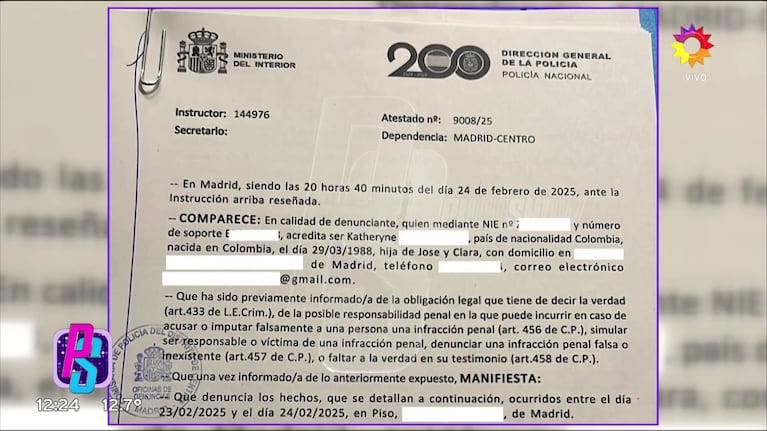 La denuncia en contra de Militta Bora (Foto: captura de eltrece).