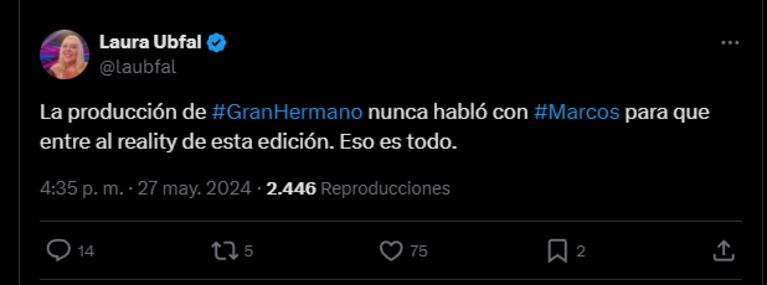 La desmentida de Laura Ubfal en X.