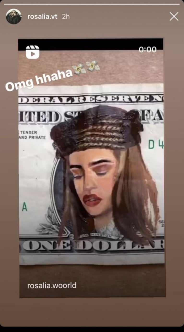 La desopilante reacción de Rosalía al ver ¡su rostro! en un billete de un dólar: "Oh... ¡Por Dios!"