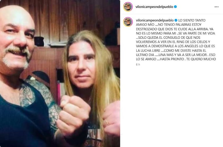 La despedida de Vicente Viloni al Teniente Murpy (Foto: Instagram @vilonicampeondelpueblo)