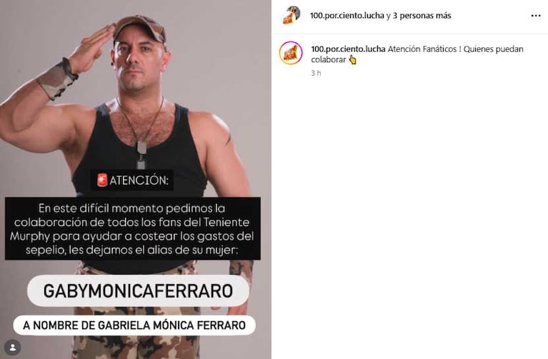 La despedida del Teniente Murpy (Foto: Instagram @100.por.ciento.lucha)