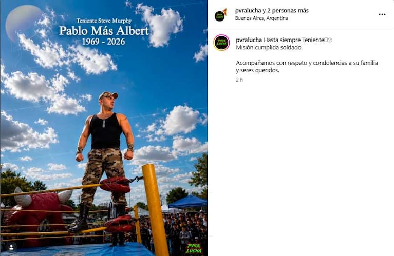 La despedida del Teniente Murpy (Foto: Instagram @100.por.ciento.lucha)