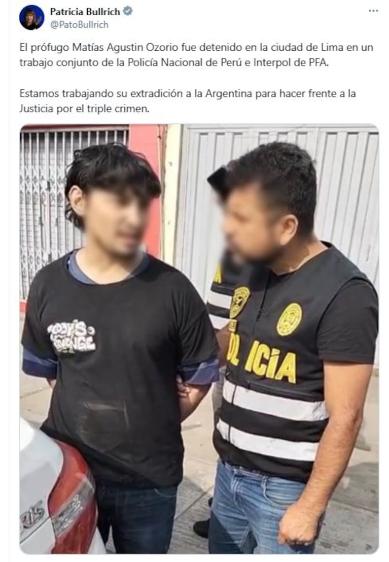 La detención de Matías Ozorio (Foto: x @@PatoBullrich)