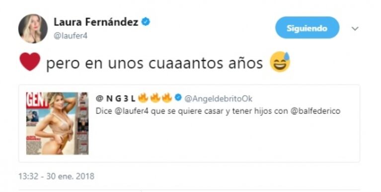 La divertida aclaración de Laurita Fernández tras confesar en una revista que se quiere casar con Fede Bal