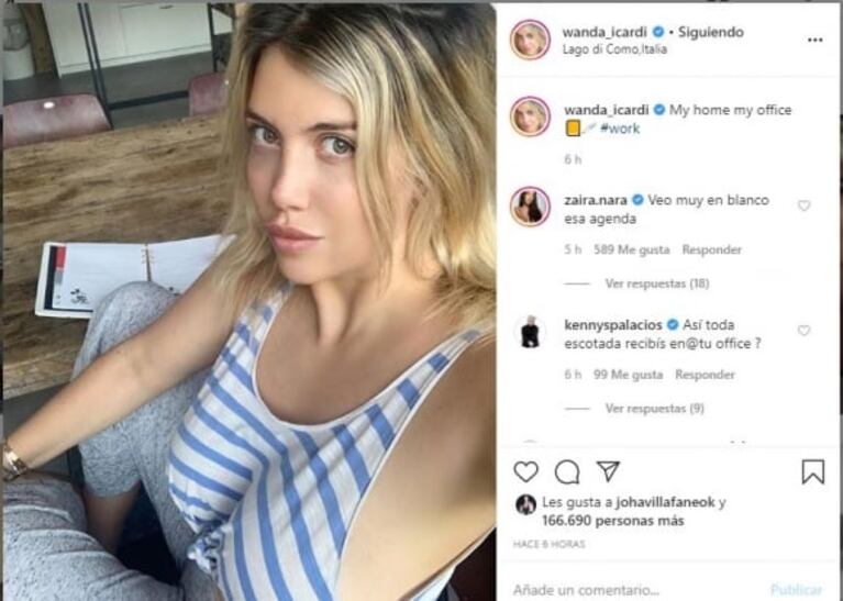 La divertida chicana de Zaira a Wanda Nara por su selfie en pleno home working: "Veo muy en blanco esa agenda"