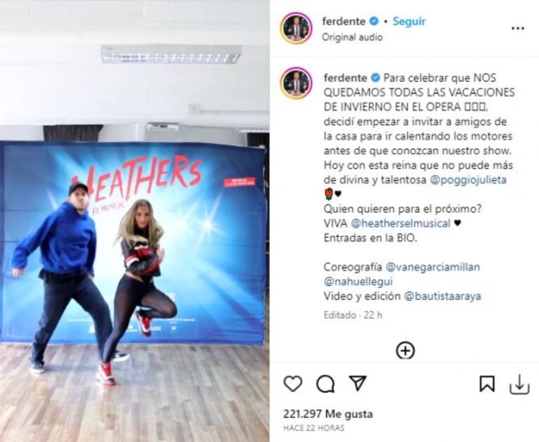 La divertida coreo de Julieta Poggio con Fer Dente para el musical Heathers: tremenda química