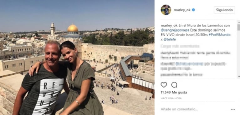 La divertida foto de Marley con la China Suárez en Jerusalem: "Los embarazados no paran de comer... el tema es que ella reparte las calorías con su bebé; las mías me quedan todas a mí"