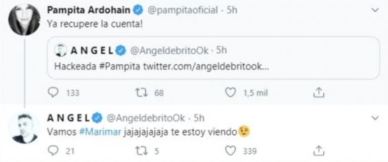 La divertida reacción de Ángel de Brito ante el "hackeo" a Pampita: "¡Vamos, Marimar!"