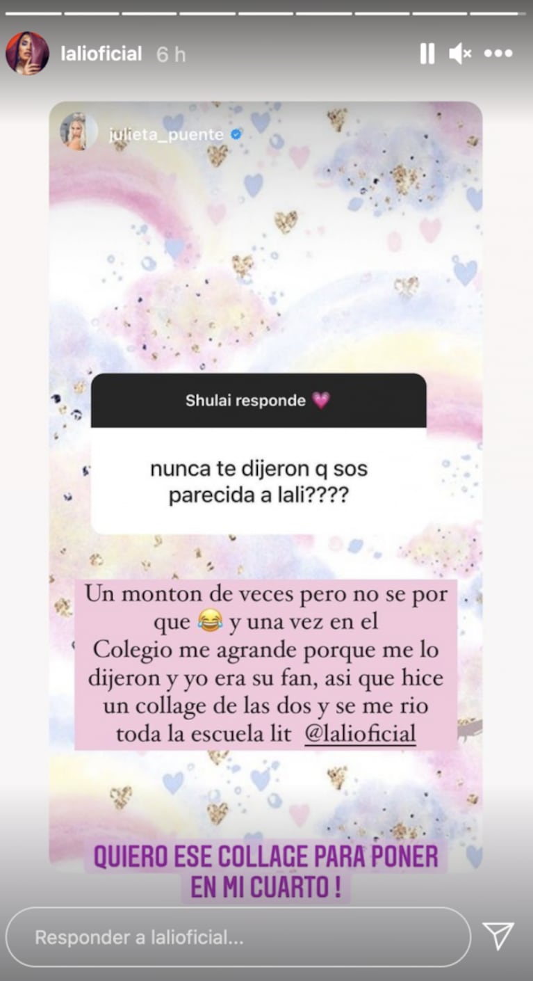 La divertida reacción de Lali Espósito cuando Julieta Puente le contó que la ven parecida a ella: "Me agrandaba porque me lo decían y yo era su fan"