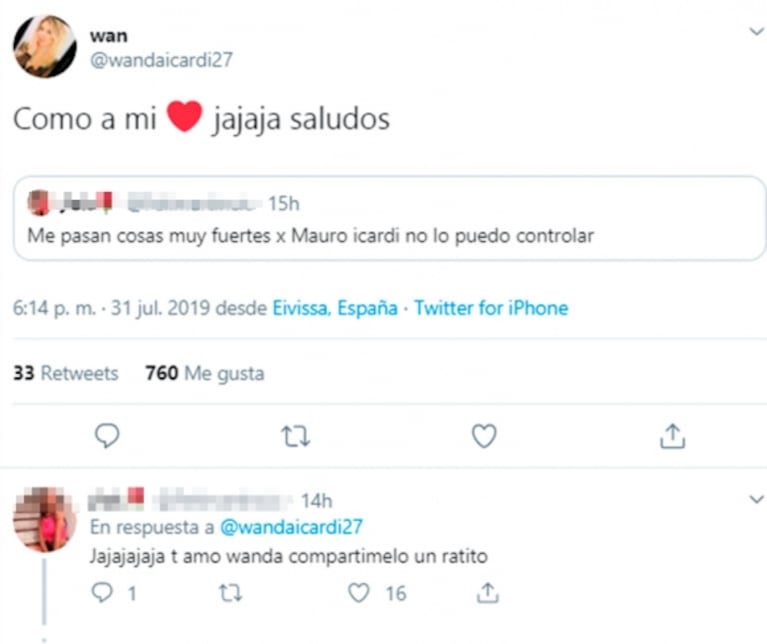 La divertida reacción de Wanda Nara ante el piropo de una fan a Mauro Icardi