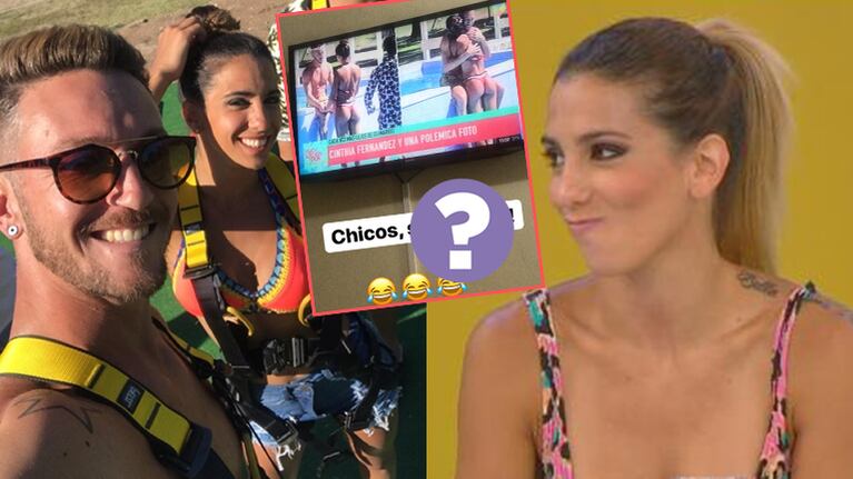 La divertida reacción del bailarín al que vincularon con Cinthia Fernández y el picante comentario de la vedette:...