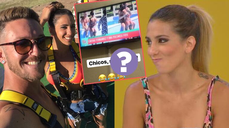 La divertida reacción del bailarín al que vincularon con Cinthia Fernández y el picante comentario de la vedette:...