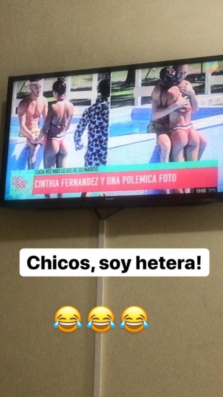 La divertida reacción del bailarín al que vincularon con Cinthia Fernández y el picante comentario de la vedette: "Con esto le respondemos a todos los que están al pe..."