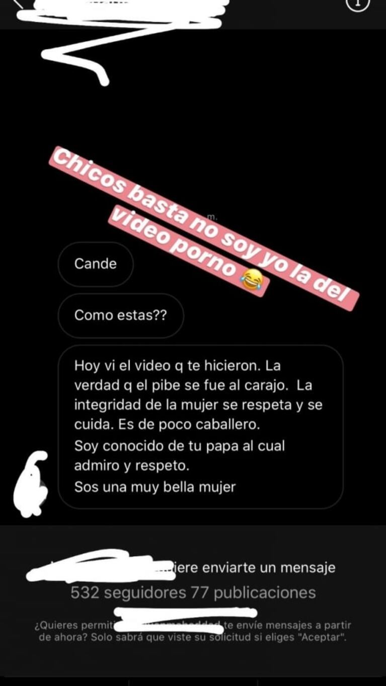 La divertida respuesta de Cande Tinelli sobre un falso video prohibido que se viralizó: "Chicos, no soy yo"