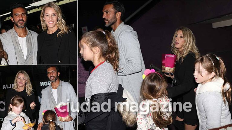 La divertida salida al cine de Fabián Cubero con sus hijas, junto a Mica Viciconte (Foto: Movilpress)
