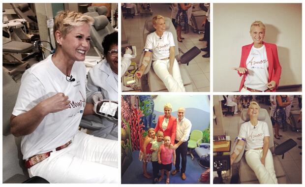 La donación de sangre de Xuxa. (Fotos: Facebook)