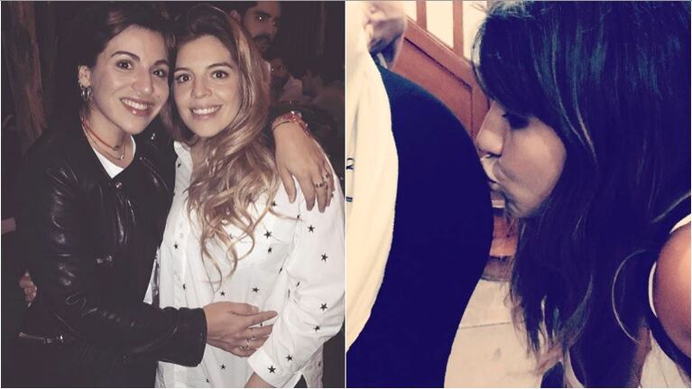 La dulce postal de Giannina Maradona besando el vientre de Dalma (Fotos: Instagram)