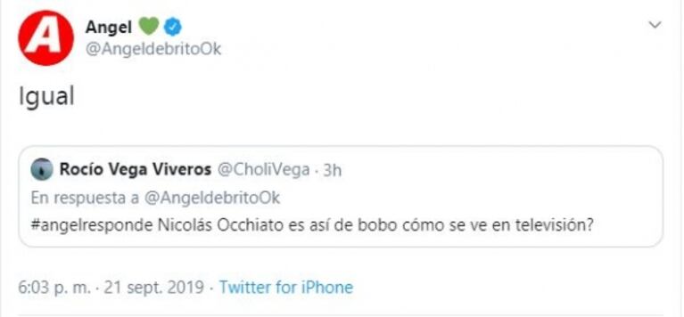 La durísima definición de Ángel de Brito sobre Nico Occhiato: "Es igual de bobo que como se ve en TV"