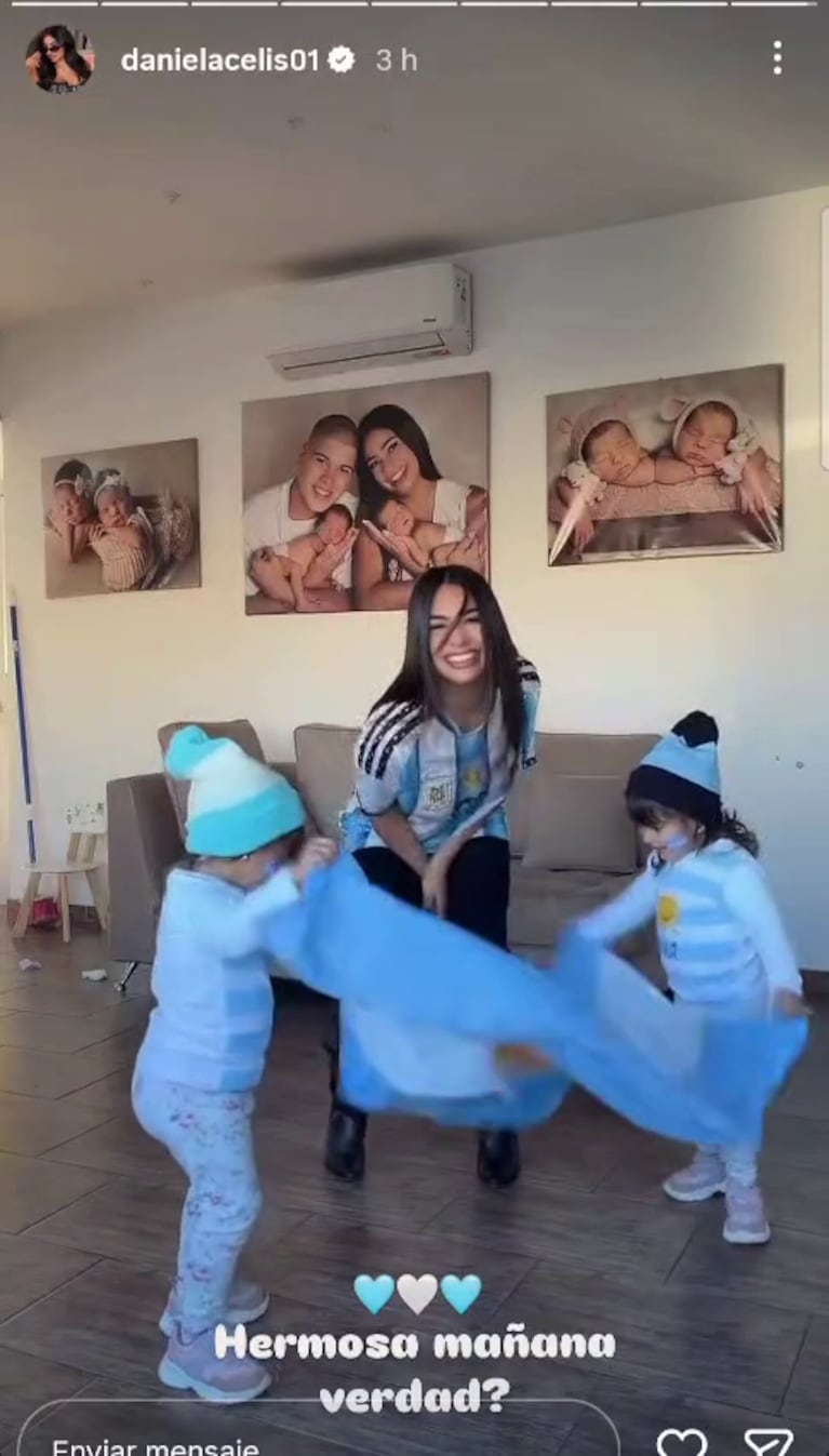 La emoción de Daniela Celis con sus hijas en pleno Mundial (Foto: captura de Instagram/@danielacelis01).