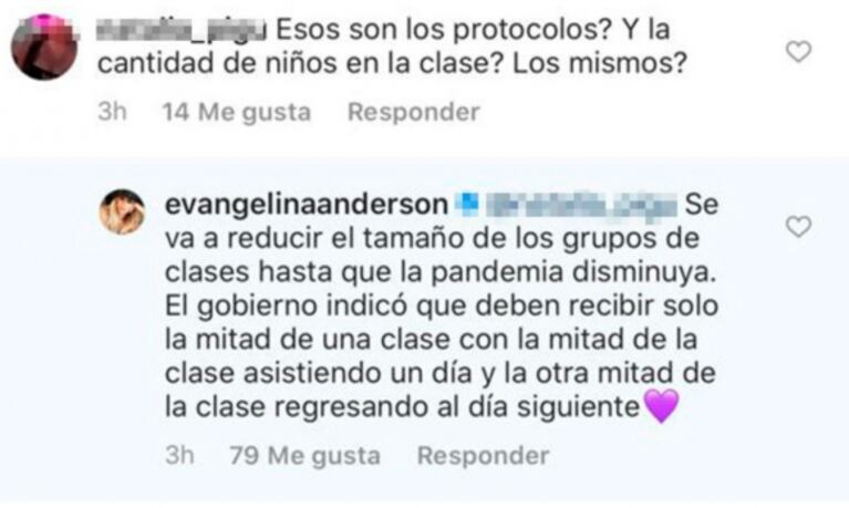 La emoción de Evangelina Anderson por el primer día de clases de Bastián durante la pandemia