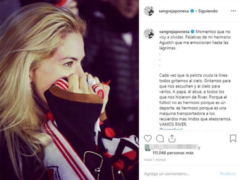 La emoción de la China Suárez por la consagración de River y un profundo mensaje: "Gritamos al Cielo"