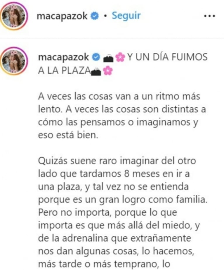 La emoción de Maca Paz por la primera vez de su hija en la plaza: "Es un gran logro como familia"