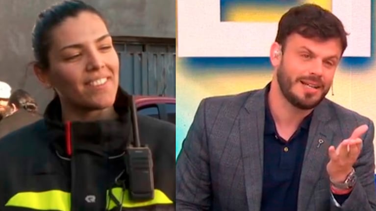 La emoción de Nacho Otero al descubrir en vivo a su prima bombera apagando un incendio.