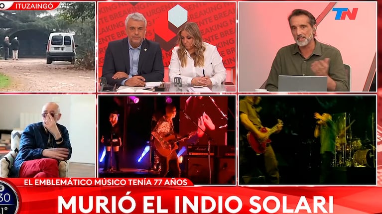 La emoción en vivo de Carlos Iogna Prat al hablar de la muerte del Indio Solari (captura de TN)