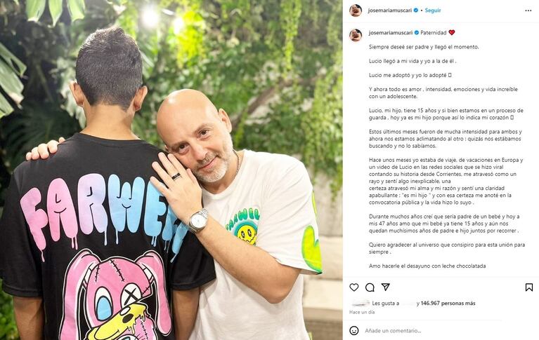 La emocionante primera Navidad de José María Muscari con Lucio, su hijo adoptivo de 15 años: las imágenes