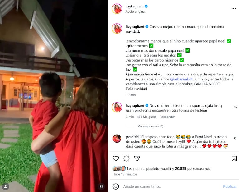 La emotiva Navidad de Lizy Tagliani con su hijo Tati: el video que conmovió a todos
