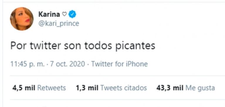 ¡La encaró! Picantísimo cruce de Karina con Lourdes Sánchez en Twitter durante el Cantando: "Estoy enfrente, ¿algo para decir?"