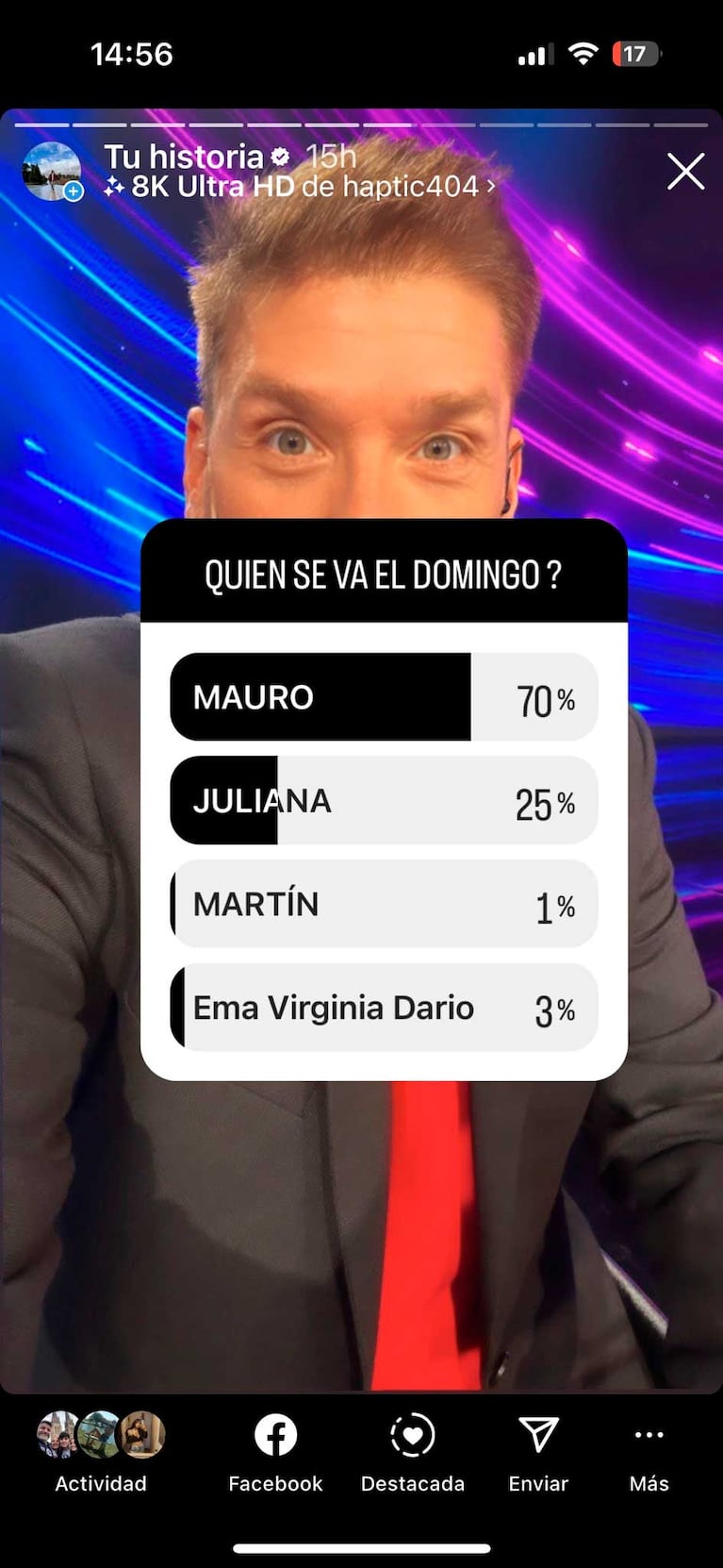 La encuesta semanal de Gastón Trezeguet sobre Gran Hermano (Foto: Instagram)